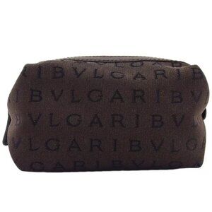 BVLGARI Pouch Logomania Canvas x Leather Authentic Used